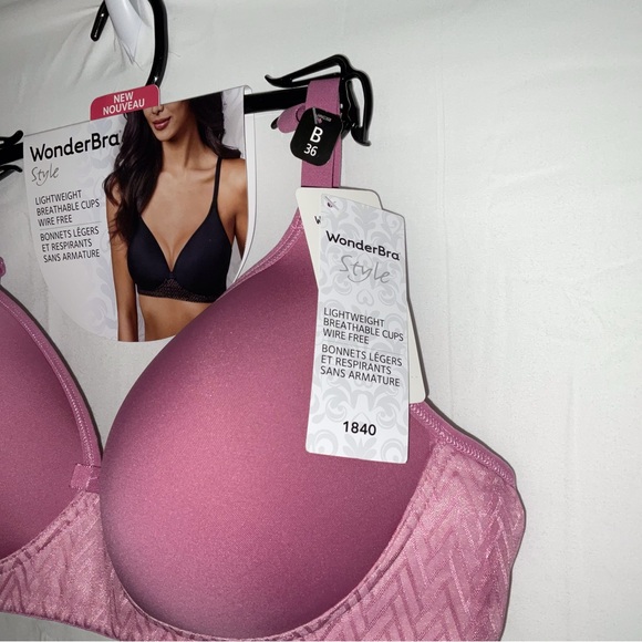 NWT WonderBra 1840 Lightweight Breathable Cup Wire Free T-shirt Bra 36B Pink - Picture 3 of 6